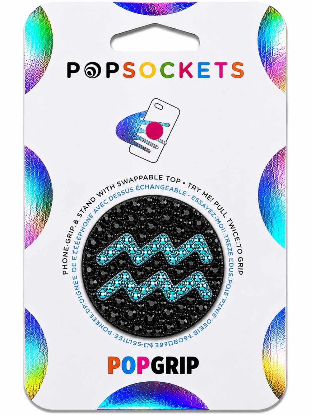Luxe Crystal Aquarius ♒️ Theme Diamonds PopSocket Phone Holder Grip New
